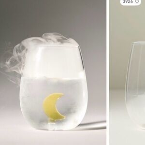 Anthropologie Clear Glass with Yellow Moon Accent